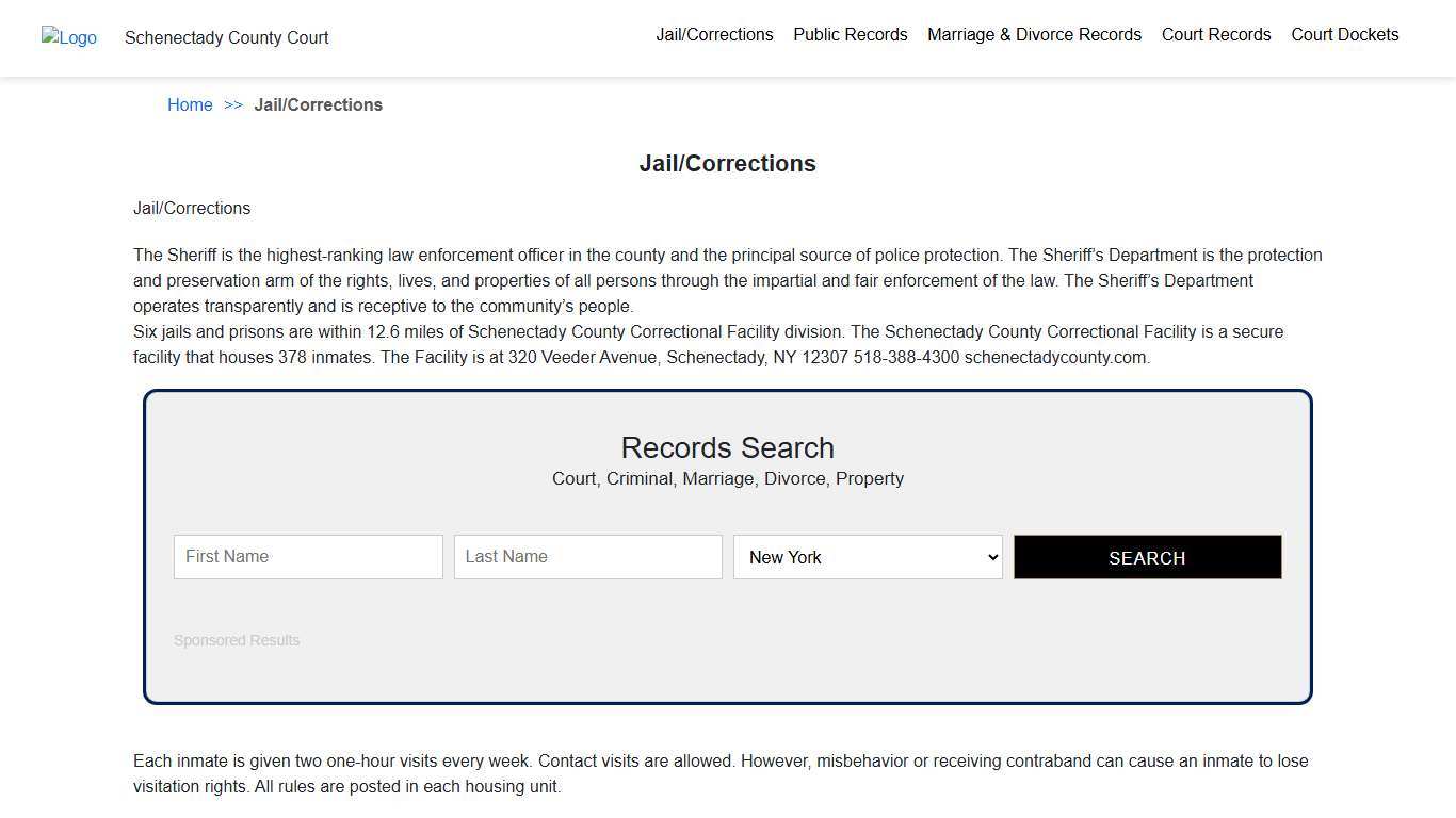 Jail/Corrections | Schenectady County Court